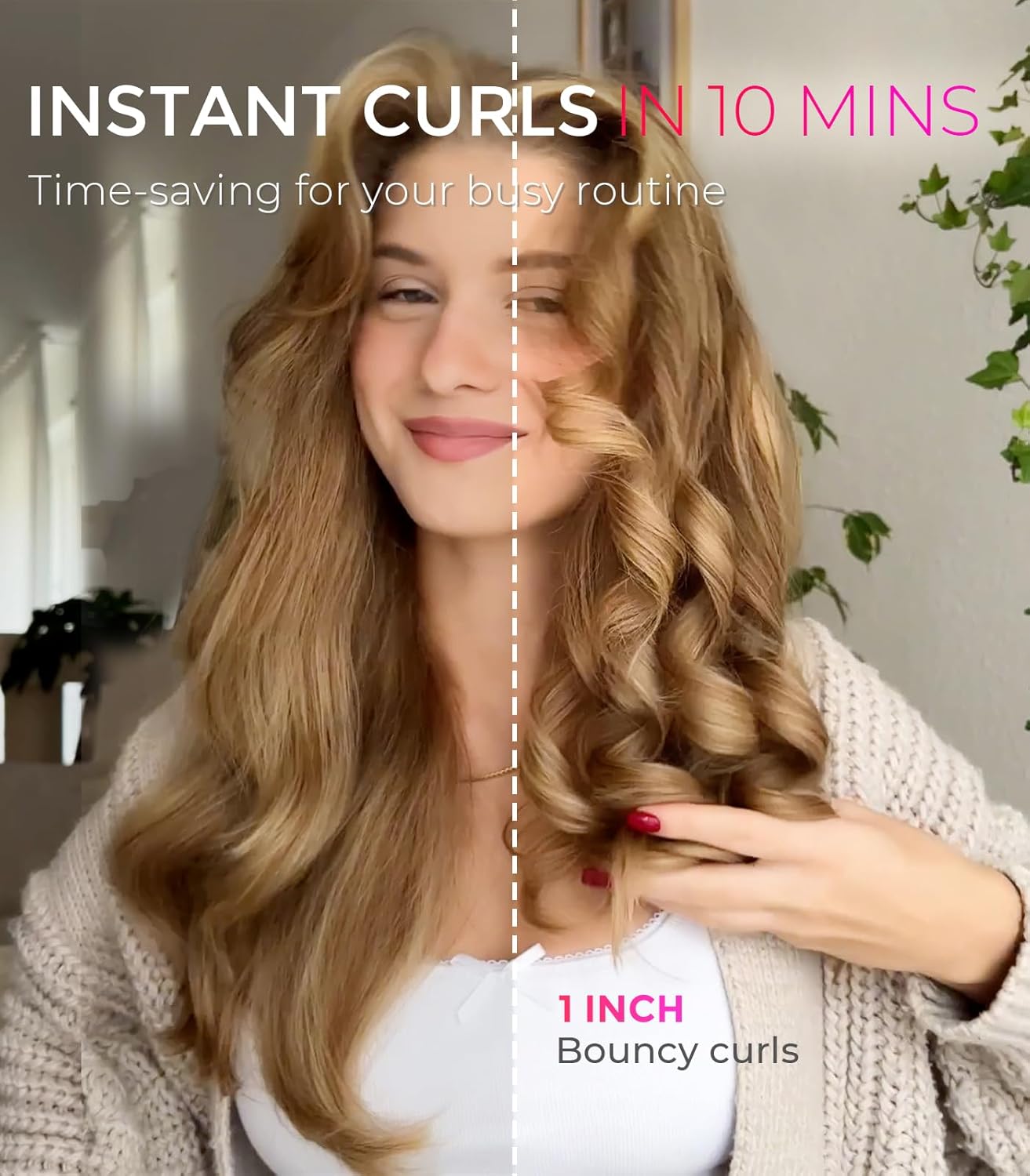 Tymo Automatic Rotating Curling Iron - 1 Inch Beach Waves Curling Wand | Dual Voltage, Lightweight, Ceramic Coating, Metallic Gray