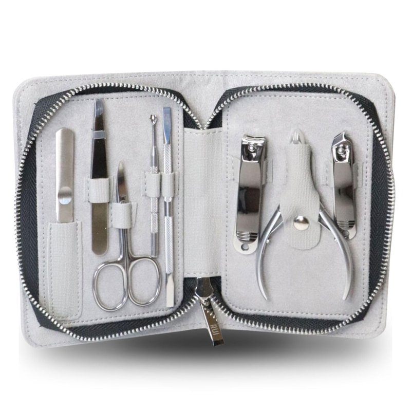 Pro Stainless Steel 8-Piece Manicure Kit - Precision Cuticle Nipper & Metal Pusher | Home & Salon Use