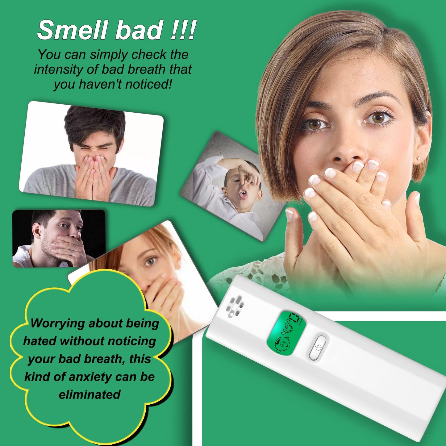 Bad Breath Tester - Portable Oral Odor Detector & Breath Analyzer Tool for Personal Use | Compact & Easy to Use