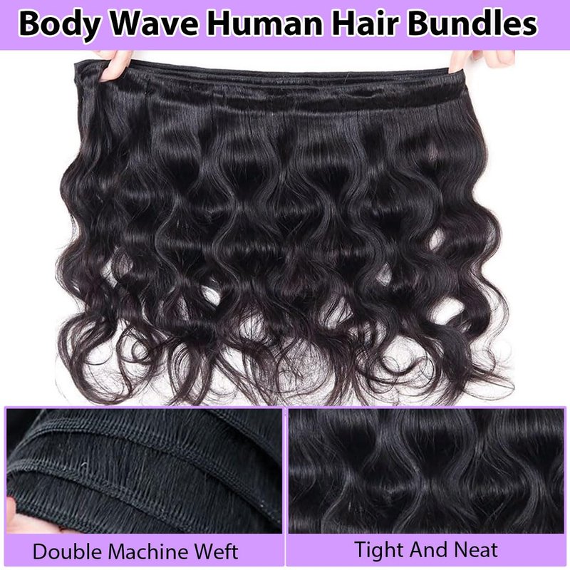 12A Body Wave Bundle - 22 Inch 100% Unprocessed Brazilian Virgin Human Hair Extensions | Natural Black Wavy Thick Weave for Women