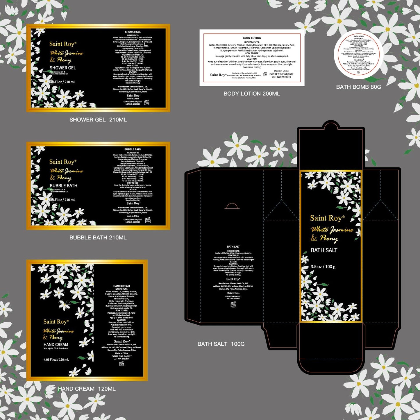 Mothers Day Gifts for Women Spa Day Gifts for Women, White Jasmine Peony Spa Gift Basket Set, Self-Care Relaxation Bath Kit, Nail Clippers, Bath & Body Care Set, Birthday, Christmas, Anniversary