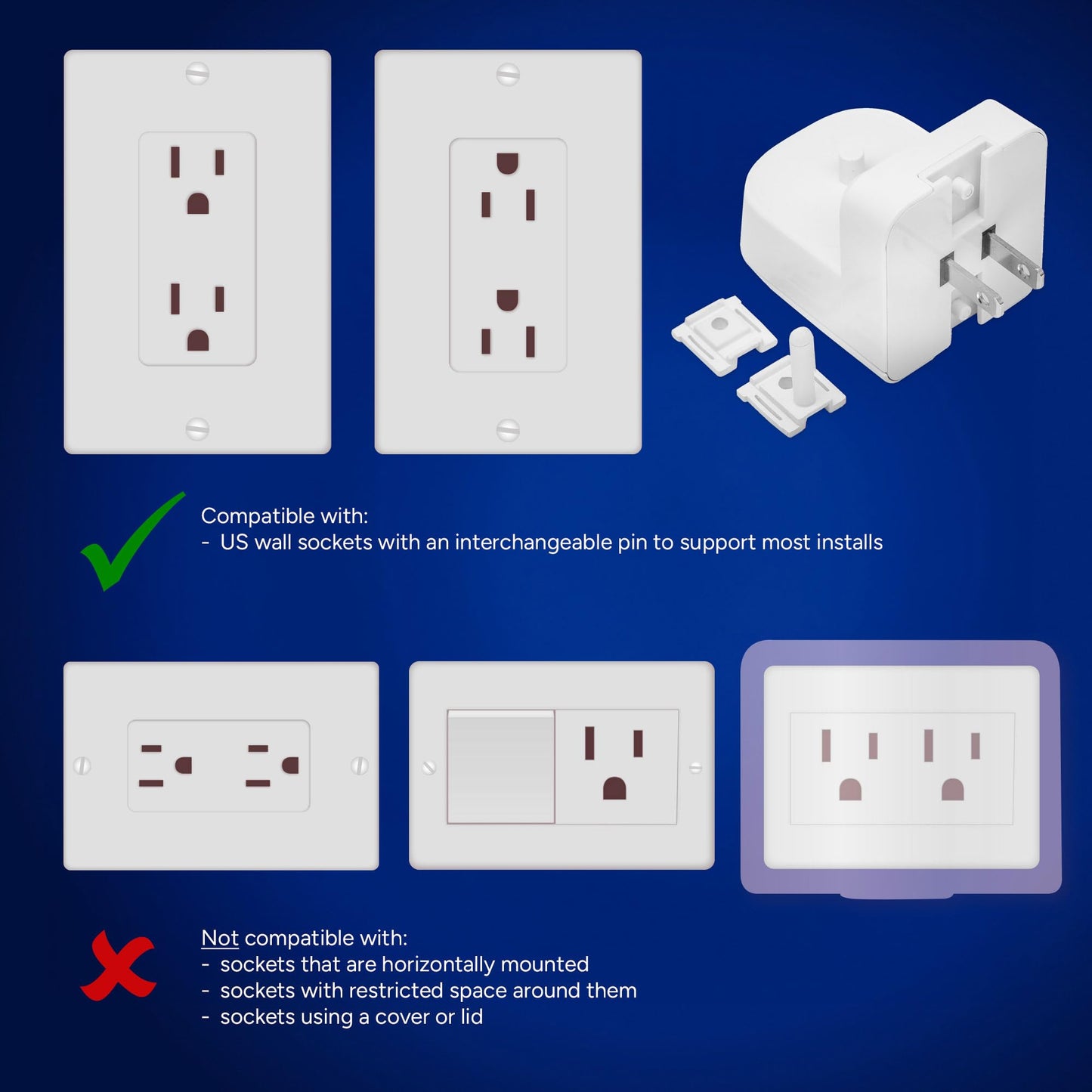 ProofVision Electric Toothbrush Wall Charger for US Socket for Philips 1000 to 7000 Series | Portable Philips Charging Station, Wireless, IPX7 Seal, with 2 Compatible Toothbrush Heads