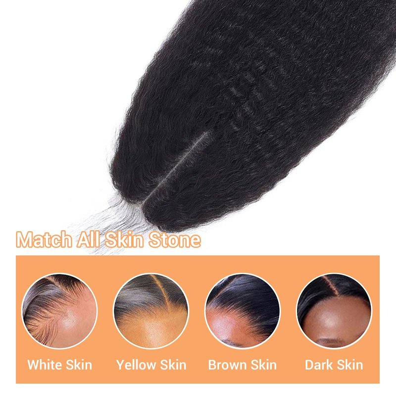 2x6 HD Lace Closure Kinky Straight Transparent 2 by 6 HD Lace Closure 14 Inch 100% Brazilian Virgin Unprocessed Middle Part Human Hair Closure