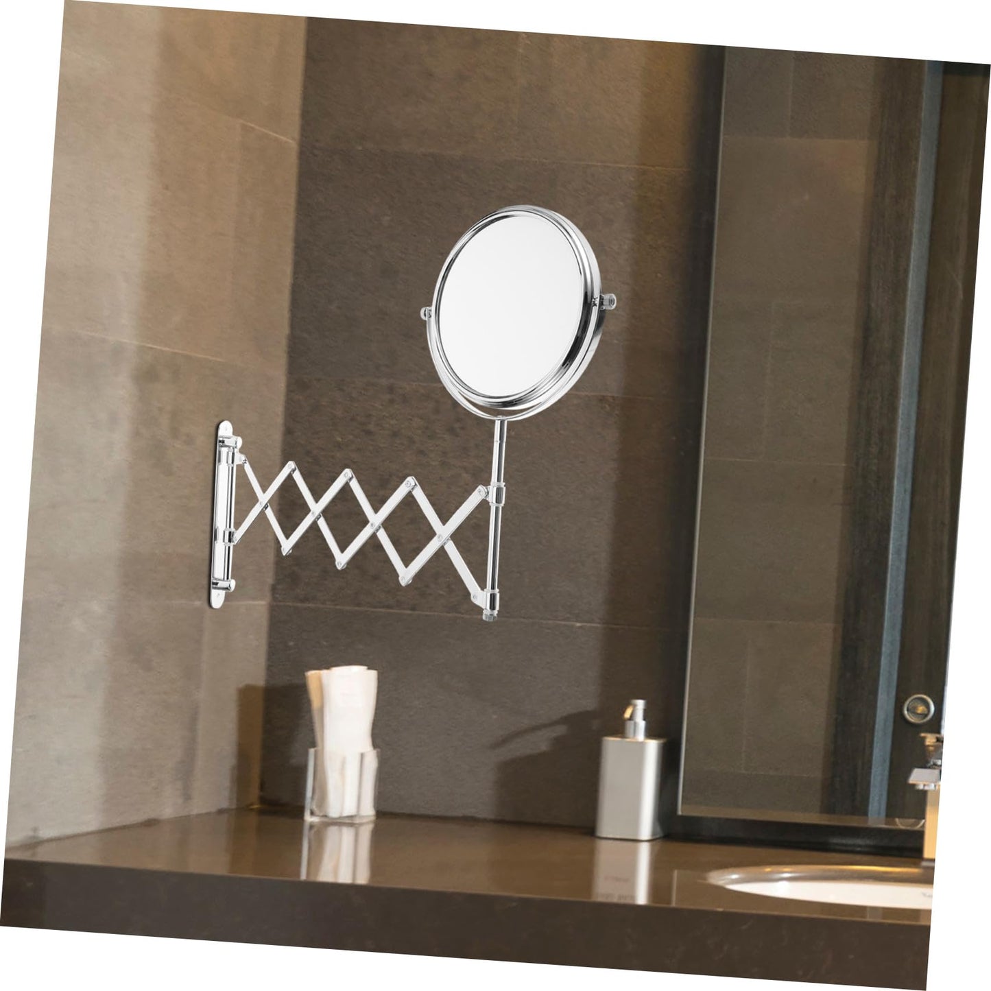 BESPORTBLE Wall Mount Makeup Mirror, 6-Inch Two-Sided Extension Mirror with 3X Magnification - Chrome Bathroom 360° Swivel