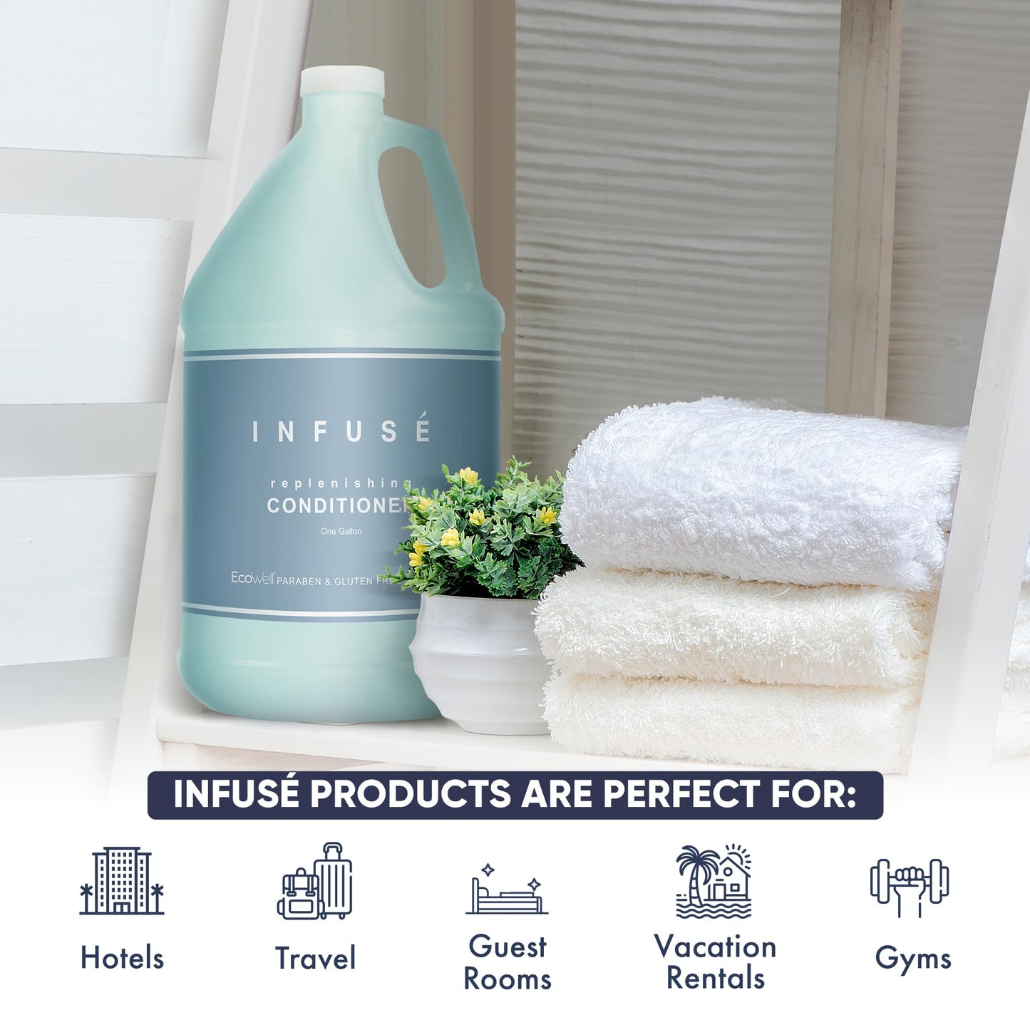 H2O Tropical Infuse Hotel Conditioner | 1 Gallon | For Hospitality & Vacation Rentals to Refill Dispensers | (Single Gallon)