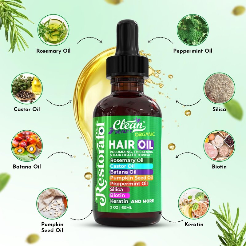 Rosemary Hair Oil for Growth - Natural Blend with Castor, Pumpkin Seed & Peppermint Oils | 1 Pack