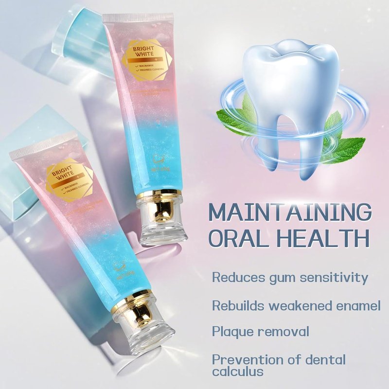 Niacinamide Whitening Toothpaste 2 Pack, Mint Toothpaste for Fresh Breath & Teeth Cleaning, Daily Oral Care Toothpaste with Niacinamide, Gentle Formula for Sensitive Teeth