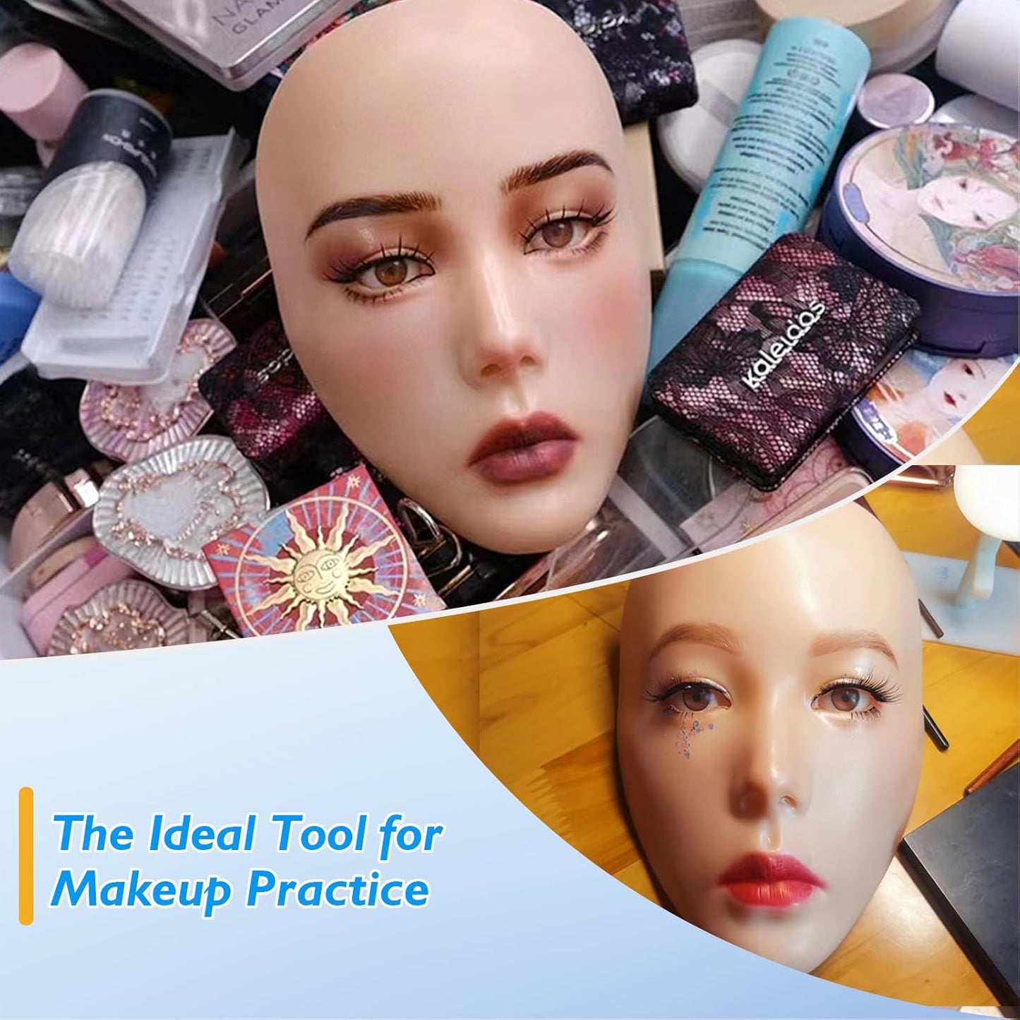 Silicone Makeup Practice Face Board - 5D Realistic Model for Beginners | Reusable Eyeshadow Training Tool