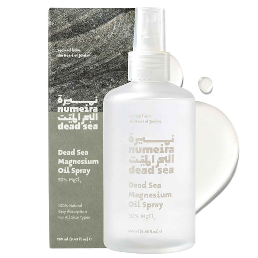 Numeira Pure Dead Sea Oil Spray from Jordan - Enriched High Concentration 30% MgCl Topical Oil - Large Magnesium Spray for Feet, Rest, & Sore Muscles (8.45 Fl Oz)