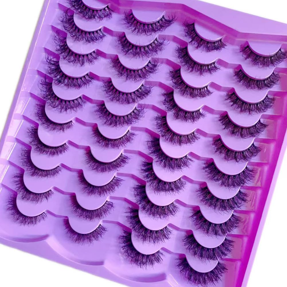 Volume Dramatic False Eyelashes,20 Pairs 8D Cat Eye Lashes,Fluffy Soft Wispy D Curl Lashes,4 styles Mixed Faux Mink Eyelashes for Makeup