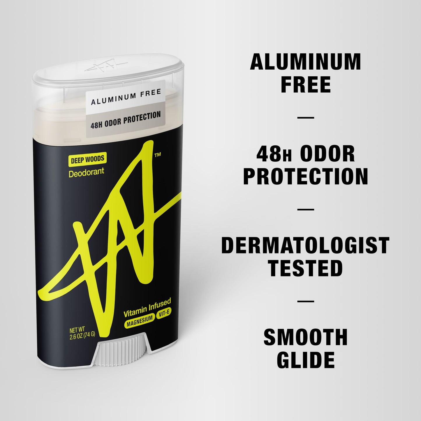 W By Jake Paul Men's Aluminum-Free Deodorant, Sensitive Skin Friendly, Dermatologist Tested, Vitamin-Infused Deodorant for Men, Deep Woods Scent, 2.6 oz