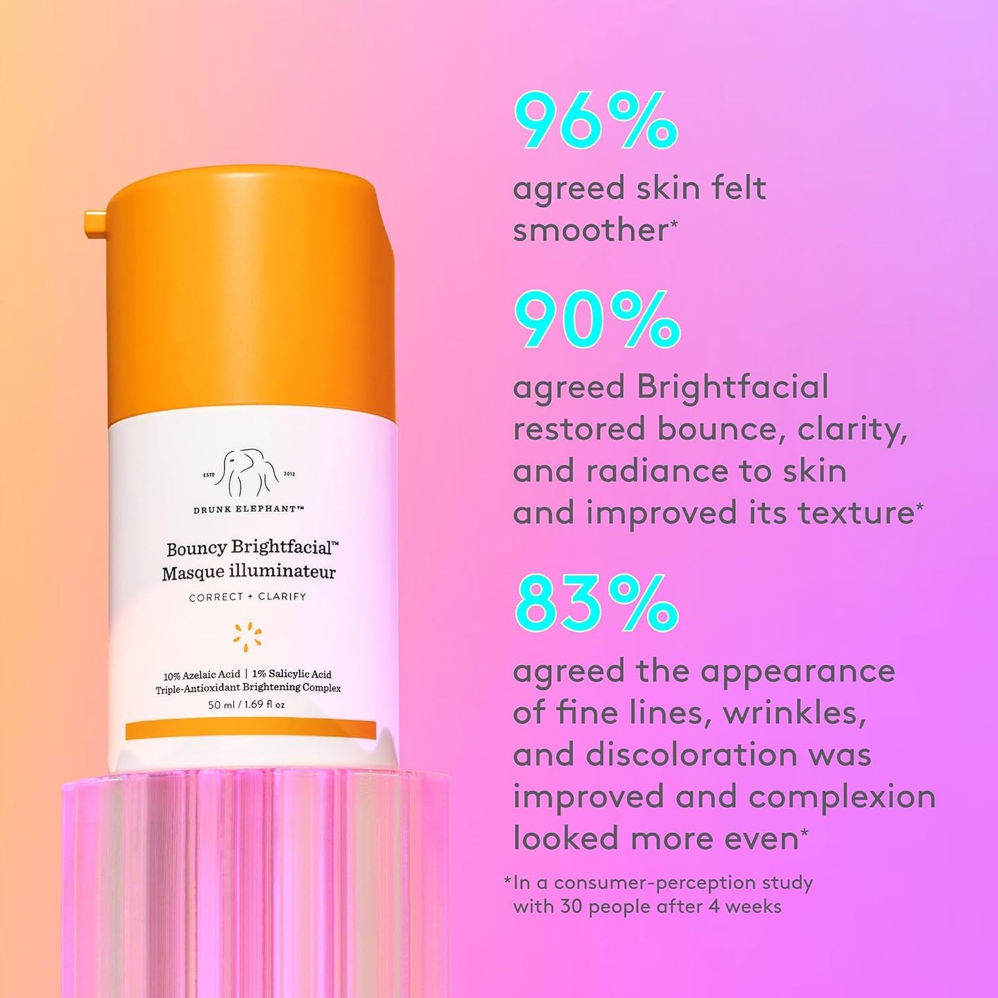 Drunk Elephant Bouncy Brightfacial | Illuminating Face Mask - 50 ml - Clean, Cruelty-Free Skincare