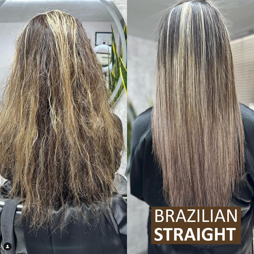 Brazilian Straight Keratin Hair Treatment - Formaldehyde-Free, Argan & Amino Acids | 2PC Set for All Hair Types
