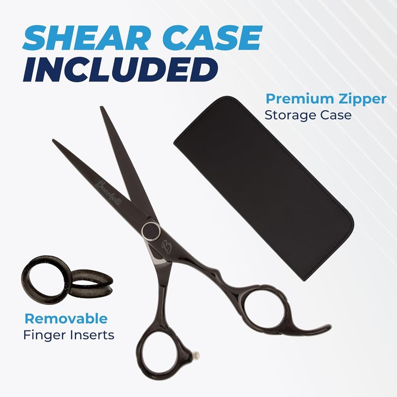 Professional 7-Inch Hair Cutting Scissors | Japanese 440A Barber Shears with Adjustable Tension Knob - Black Finish