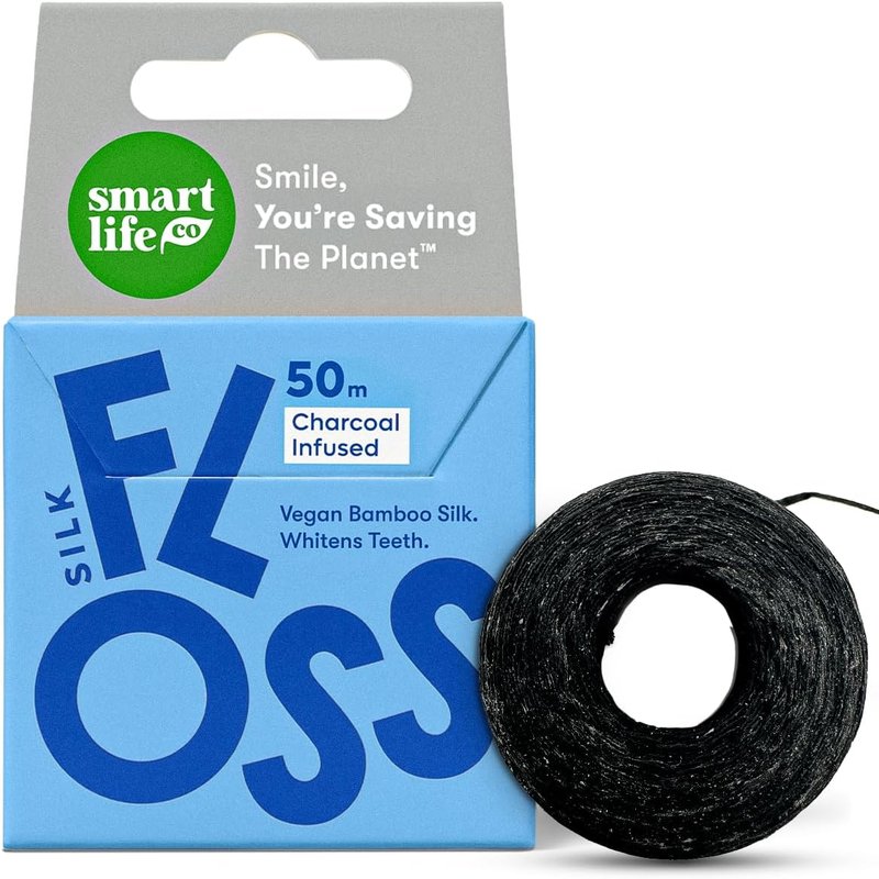 Vegan Bamboo Silk Dental Floss - Eco-Friendly, Plastic-Free Oral Care | Soft Mint Thread for Adults & Kids - 55 Yards