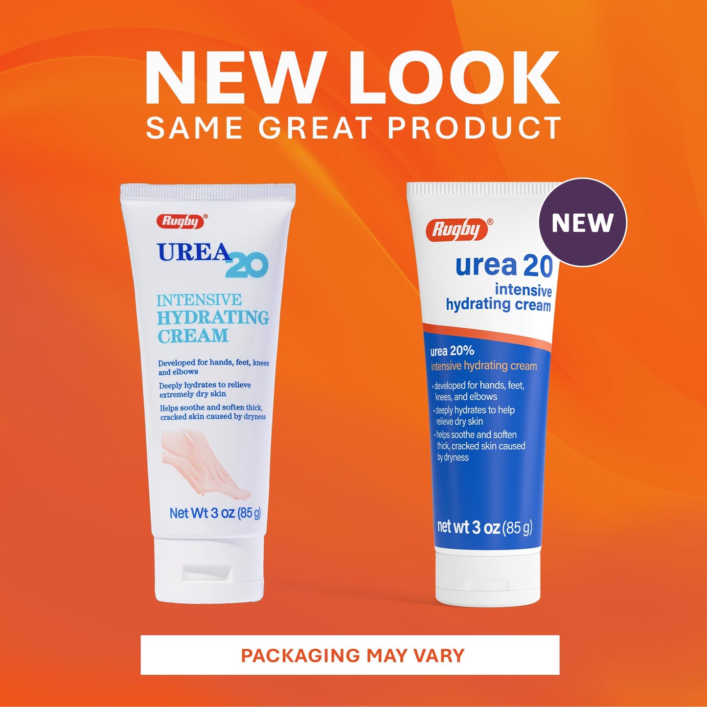 Rugby Urea 20% Intensive Hydrating Cream - Urea Cream for Feet, Hands, Knees, and Elbows - 3 Oz (1 Pack)
