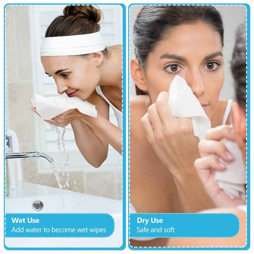 JANORS Disposable Face Towel 240 Count, 100% Cotton Face Towels, XL Thickened Facial Towels, Face Towelettes Disposable For Sensitive Skin, Makeup Remover Wipes, Nursing,Travel