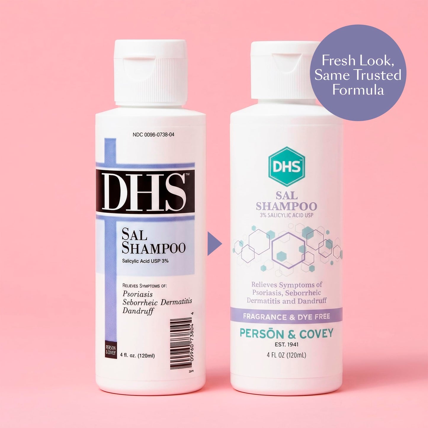 DHS SAL Shampoo for Psoriasis, Eczema & Dandruff, Fragrance-Free 4 oz