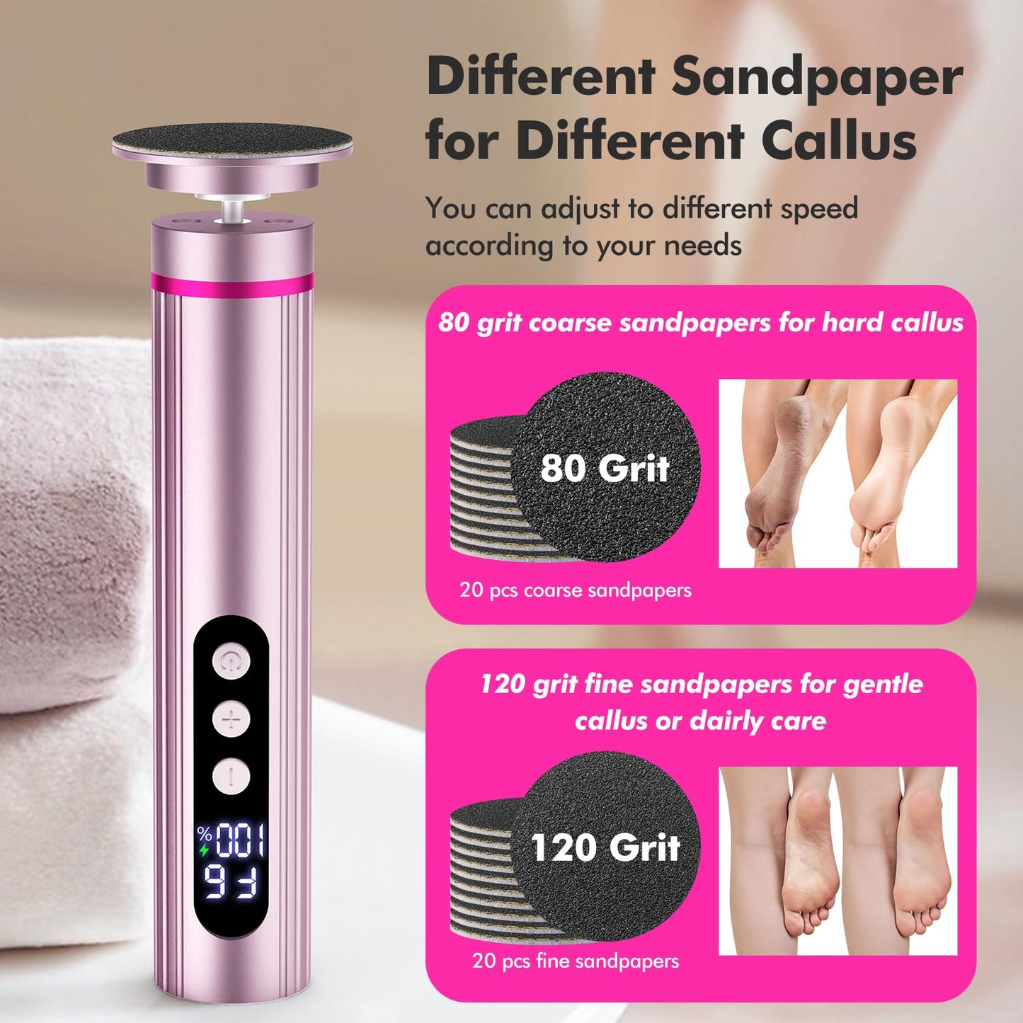 2-in-1 Electric Foot Callus Remover & Nail File, 13000 RPM Rechargeable Foot Care Tool with 9 Speed, Cordless Pedicure Device for Dead Skin & Calluses, Valentine's Day & Women's Day Gift for Her