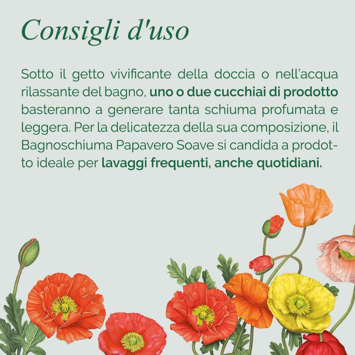 L'Erbolario Shower Gel – Antioxidant and Moisturizing Body Wash – Toning Body Soap for Sensitive Skin - Floral Amber Fragrance - Sweet Poppy - 8.4 oz