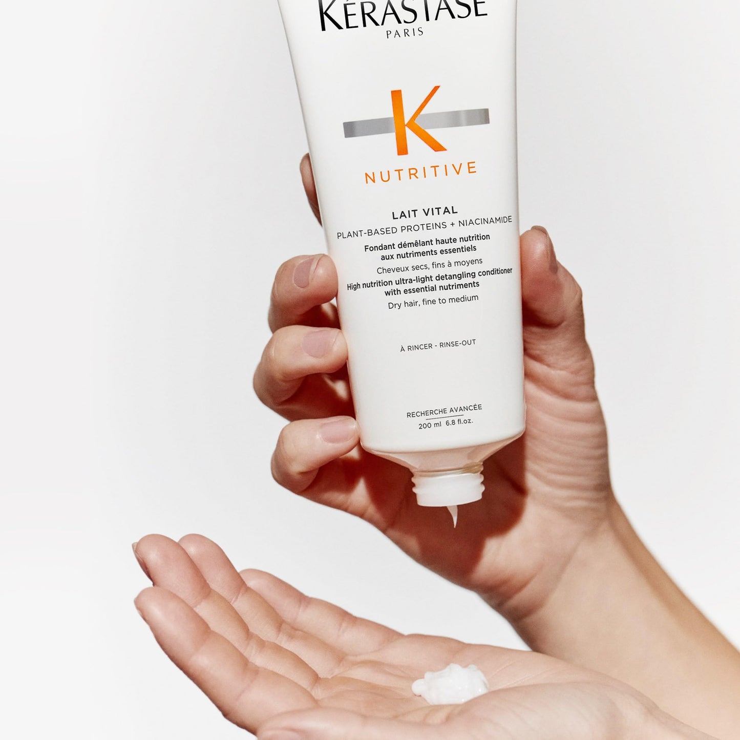 Kerastase Nutritive Lait Vital Hydrating Conditioner For Fine to Medium Dry Hair - Illuminates Shiny Hair and Easily Detangles, With Plant-Based Proteins & Niacinamide, 2.5 Fl Oz, Travel Size
