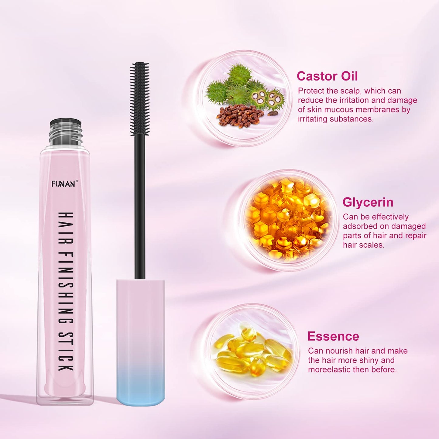 FUNAN Hair Finishing Stick 2 Pack, Flyaway Feel Stick Hair, Small Broken Hairs Finishing Cream, Non-Greasy and Non-Sticky