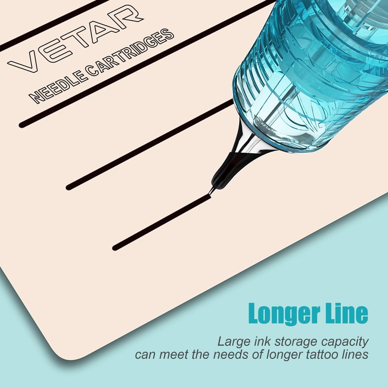 JCONLY VETAR TATTOO CARTRIDGE NEEDLES - 20Pcs Tattoo Needles #10 Bugpin 27 Curved Magnum Tattoo Cartridges 1027CML Tattoo Needles Diameter 0.30mm Long Taper 5mm Cartridges