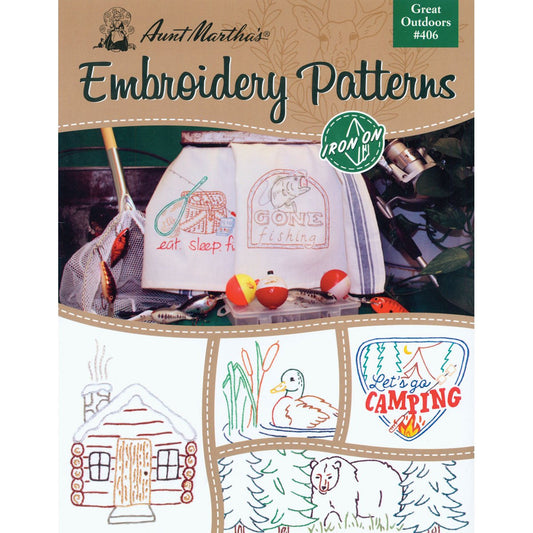 Aunt Martha's 406 Great Outdoors Embroidery Transfer Pattern Book Kit 11 x 8.5 x 0.13