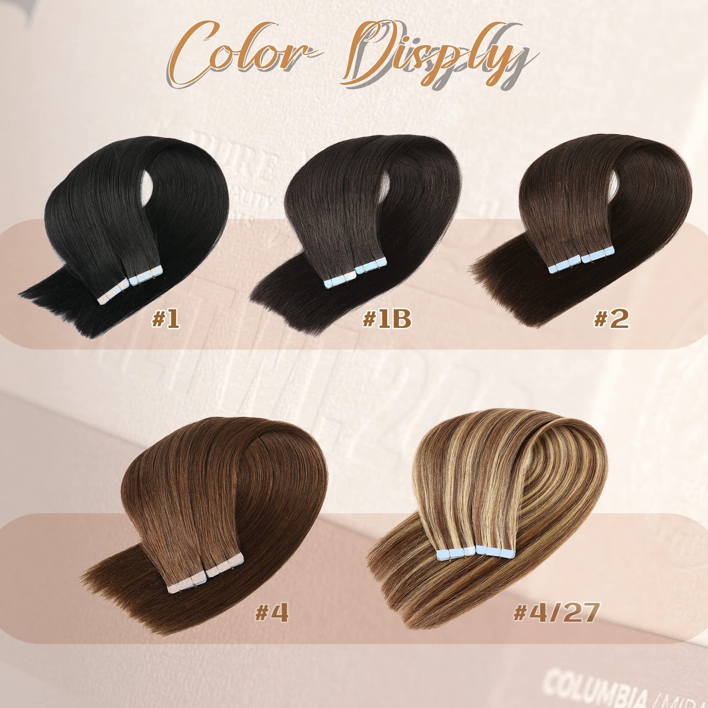 Hair Extensions Tape in Dark Brown Remy Human Hair 20pcs 50g/pack Silky Straight Seamless Skin Weft Glue in Hair Extensions 18 inches