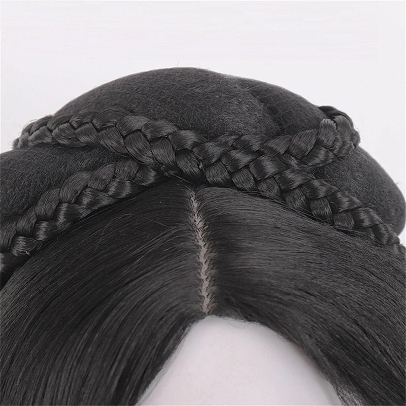 FOTN Chinese Vintage Wig Chinese Style Wig for Women Geisha Headband Wig Retro Headwear Wigs Bun Hair Pieces Hanfu Headdress Cosplay