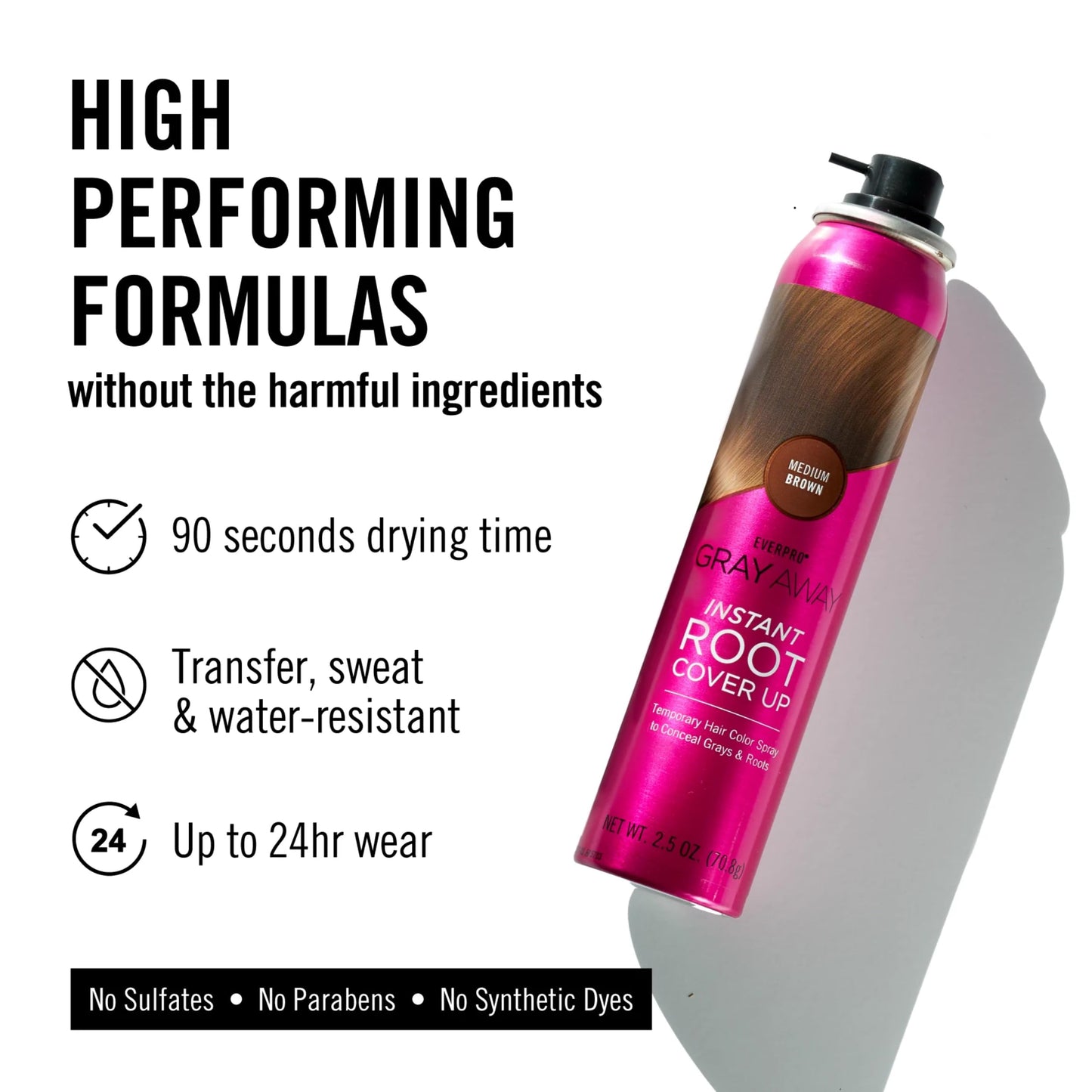 EVERPRO Gray Away Instant Root Cover Up Spray 2.5oz - Medium Brown