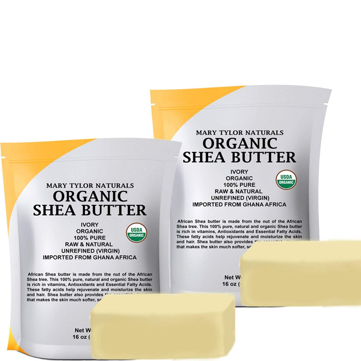 Organic Shea Butter 2 lb - USDA Certified Raw & Unrefined | Ivory from Ghana for Hair, Skin & DIY Projects