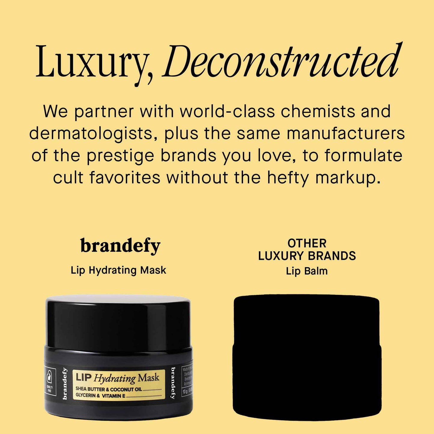 Brandefy Lip Hydrating Mask - Shea Butter and Coconut Oil, Glycerin, Vitamin E - Hydrating, Overnight Lip Mask for Dry Lips, Made in the USA (0.45 Oz)