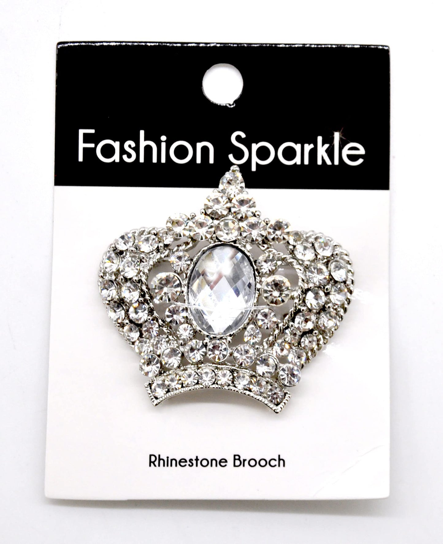 Belagio Enterprises 2 1/2-Inch Crown Rhinestone Brooch | BW-141 Silver