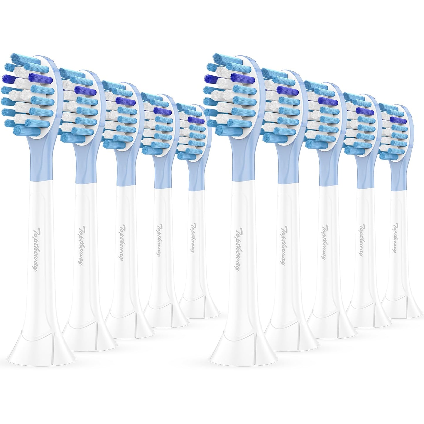 Toptheway Replacement Toothbrush Heads Compatible with Philips Sonicare C-3 Premium Plaque Control 4100 5100 6100, Replacement Heads for G3 W3 C2 G2, 10 Brush Heads, Full Size, White