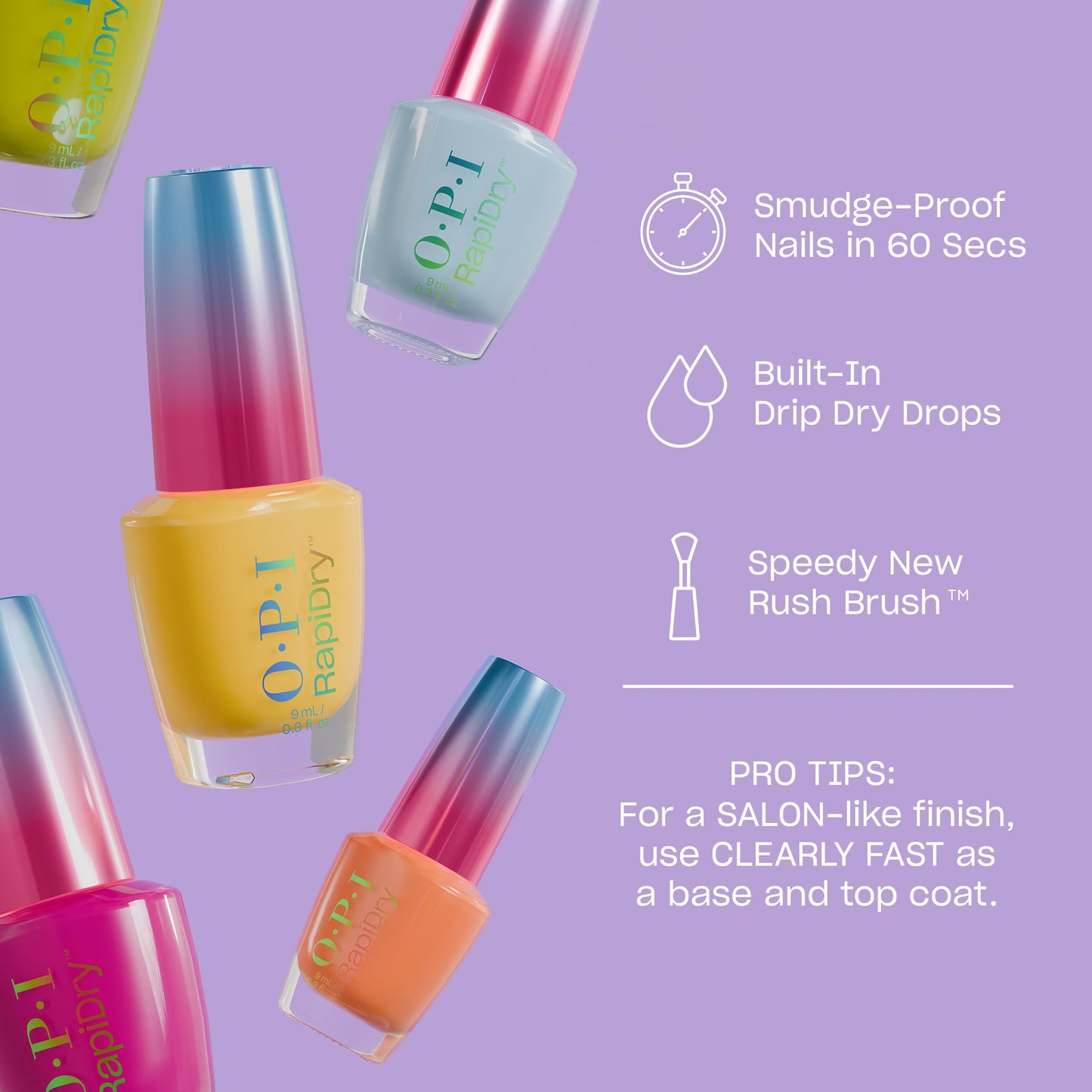 OPI RapiDry Freeze n’ Thank You | Opaque Soft Blue Metallic Quick Dry Nail Polish | Vegan, Smudge Proof, Fast Drying