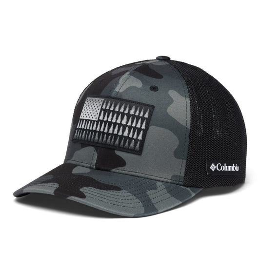 Columbia Unisex Tree Flag Mesh Ball Cap, Black Mod Camo, XX-Large
