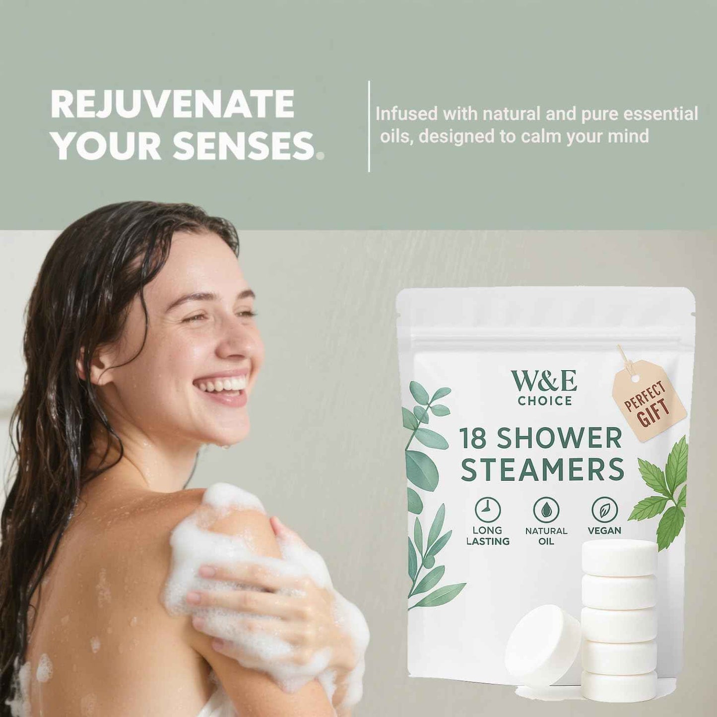 W&E Choice Shower Steamers Aromatherapy - 18Pcs Gifts for Women, Wife, Essential Oil, Nasal Relief, Self Care Spa, Birthday, Mothers Day Gifts for Mom, Easter Basket