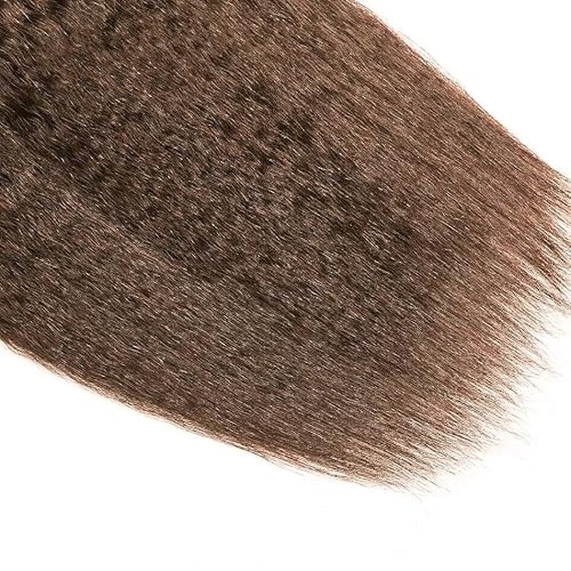 Dark Brown Yaki Straight Human Hair Bundles Remy Hair 3 Bundles 26 28 30 Inch Chocolate Brown Kinky Straight Color #4