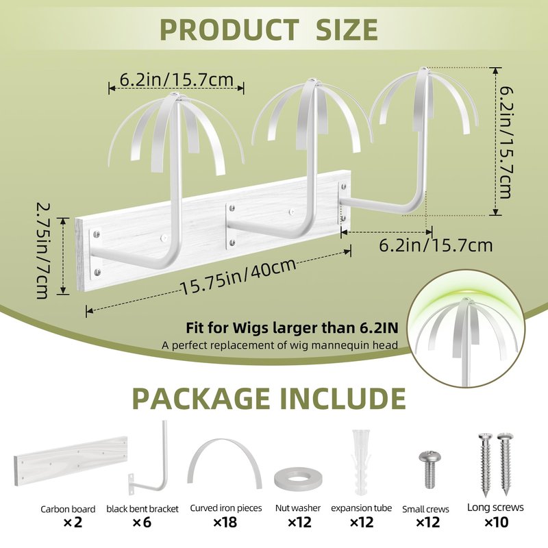 Wig Holder for Multiple Wigs,Sturdy Hanging Wig Storage Organizer, Wall Mounted Wig Hanger Rack, 6 Pcs Wig Stand for Wigs Drying, Styling, Display, Wig Keeper/Storage Solution-Preserving Wig Shape
