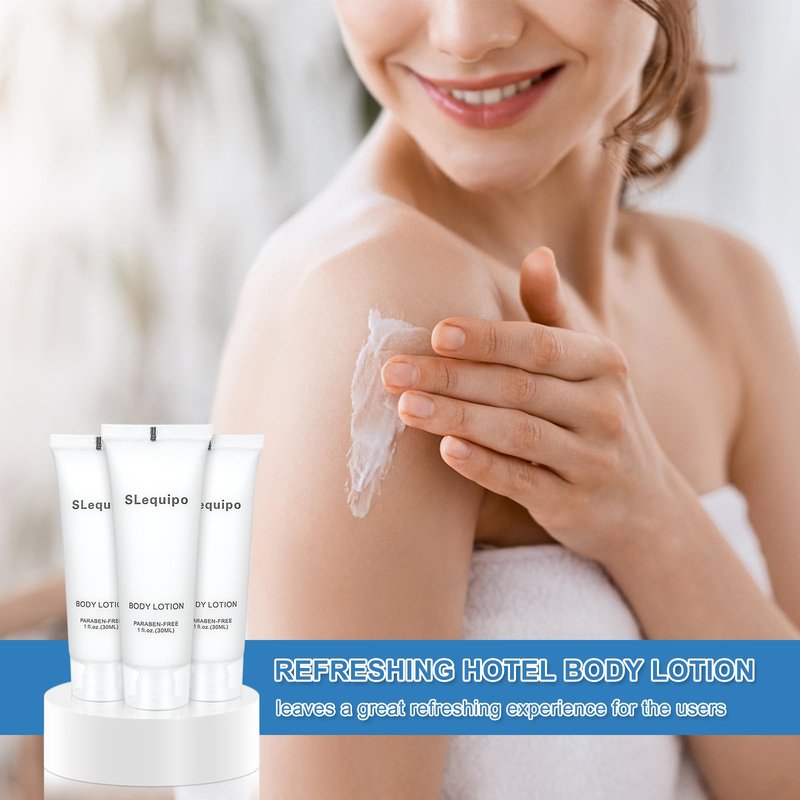 Travel Size Body Lotion Bulk (1 fl oz, 100 Pack), Refreshing Hotel Body Lotion, Mini and Small Size Body Lotion, Guest Hotel Toiletries in Bulk - Mini Body Lotion, Clear Container