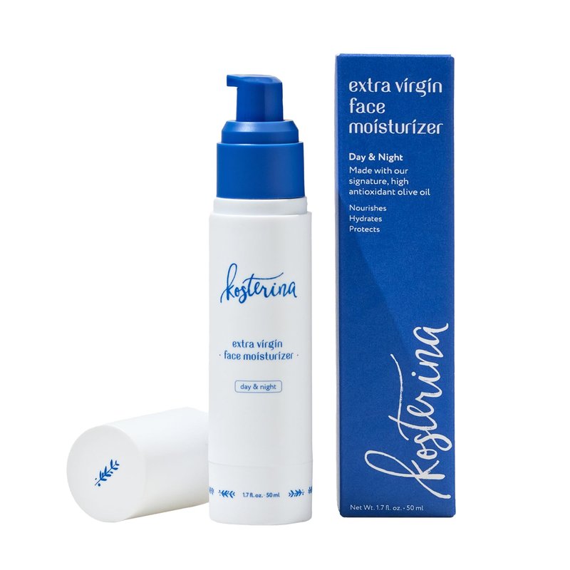 Kosterina Extra Virgin Daily Face Moisturizer | Hydrating, Soothing Natural Face Cream with Antioxidants, Olive Oil, Squalane & Hydroxytyrosol | 1.7 oz