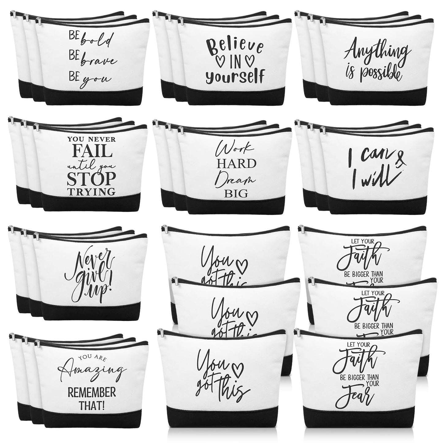 Sanwuta 30pcs Cna Week Gift for Women Inspirational Makeup Bags with Zipper Thank You Cosmetic Bags Gift for Teacher Nurse Graduation (Classic)