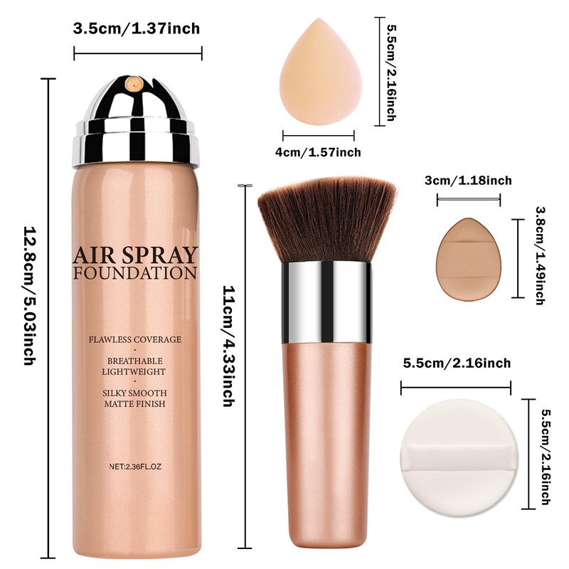 IONSGAKO Magic Minerals Airbrush Foundation Makeup Spray Silk Flawless Foundation Mist Makeup Full Coverage Foundation Breathable Long Lasting Natural Matte Finish for Mature Skin(Natural)