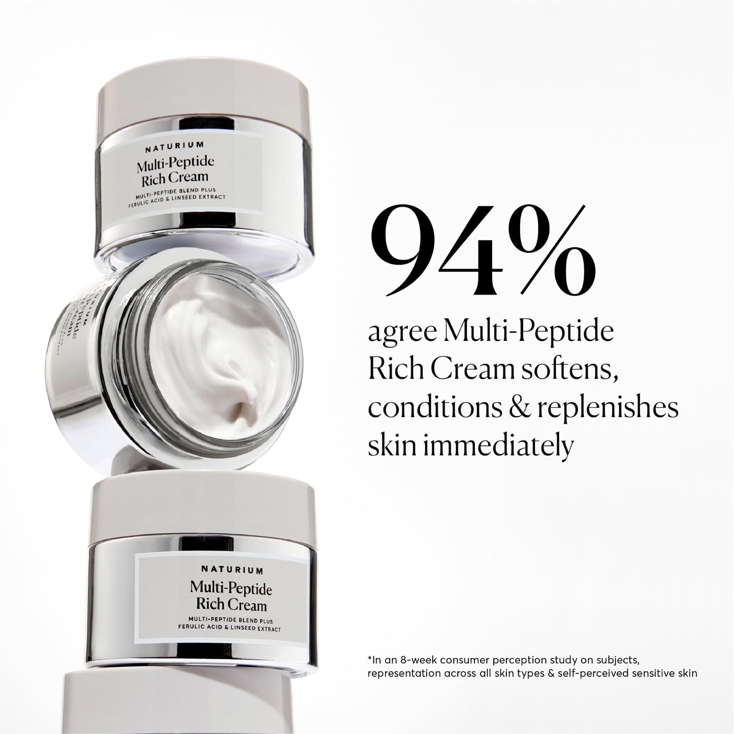 Naturium Multi-Peptide Rich Cream, Hydrating & Nourishing to Help Appearance of Fine Lines & Wrinkles, Vegan & Cruelty-Free, 1.7 oz