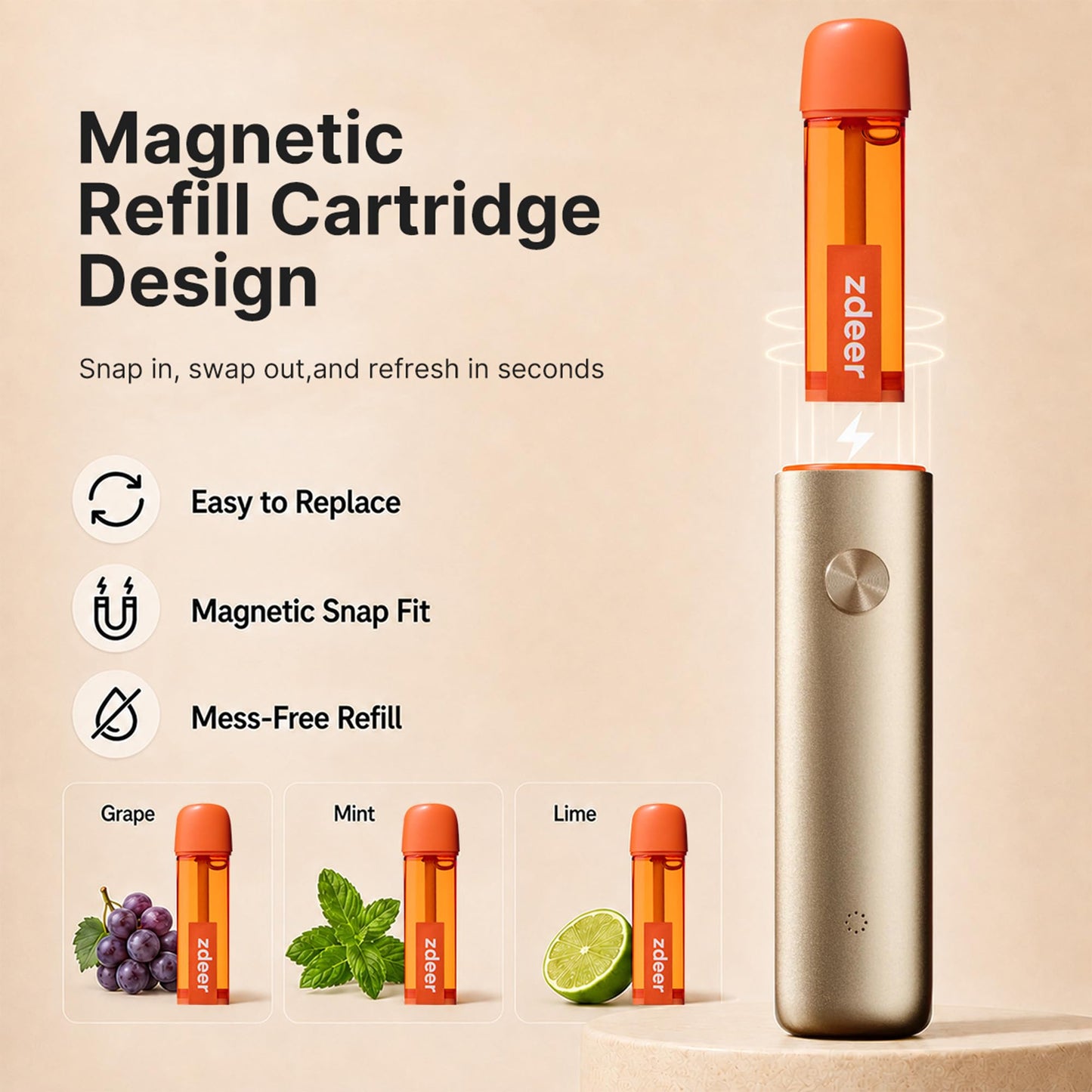 ZDEER PW13 Electric Cool Breath Spray, Probiotic Fresh Mouth Spray for Bad Breath & Dry Mouth, Rechargeable Micro-Mist Oral Spray with 3 Flavor Cartridges, Alcohol-Free, On-the-Go Use
