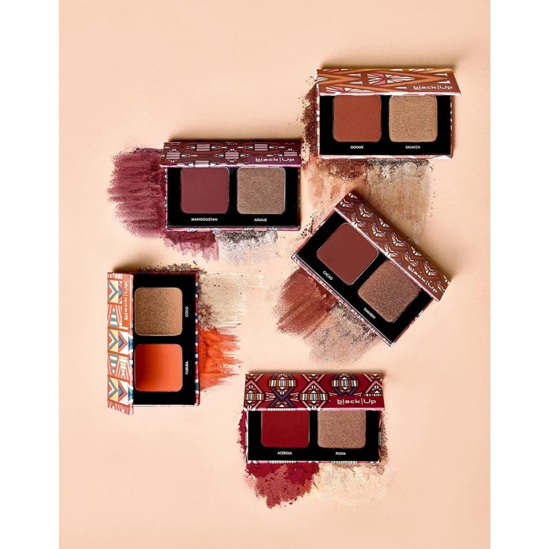Black Up Blush & Highlighter Duo Palette Full Coverage Color Face Cheeks Makeup Palette All Day Wear Blendable Multi Use Eyes to Blush Velvety Finish, Contour to Highlight Natural Radiant Look (02)