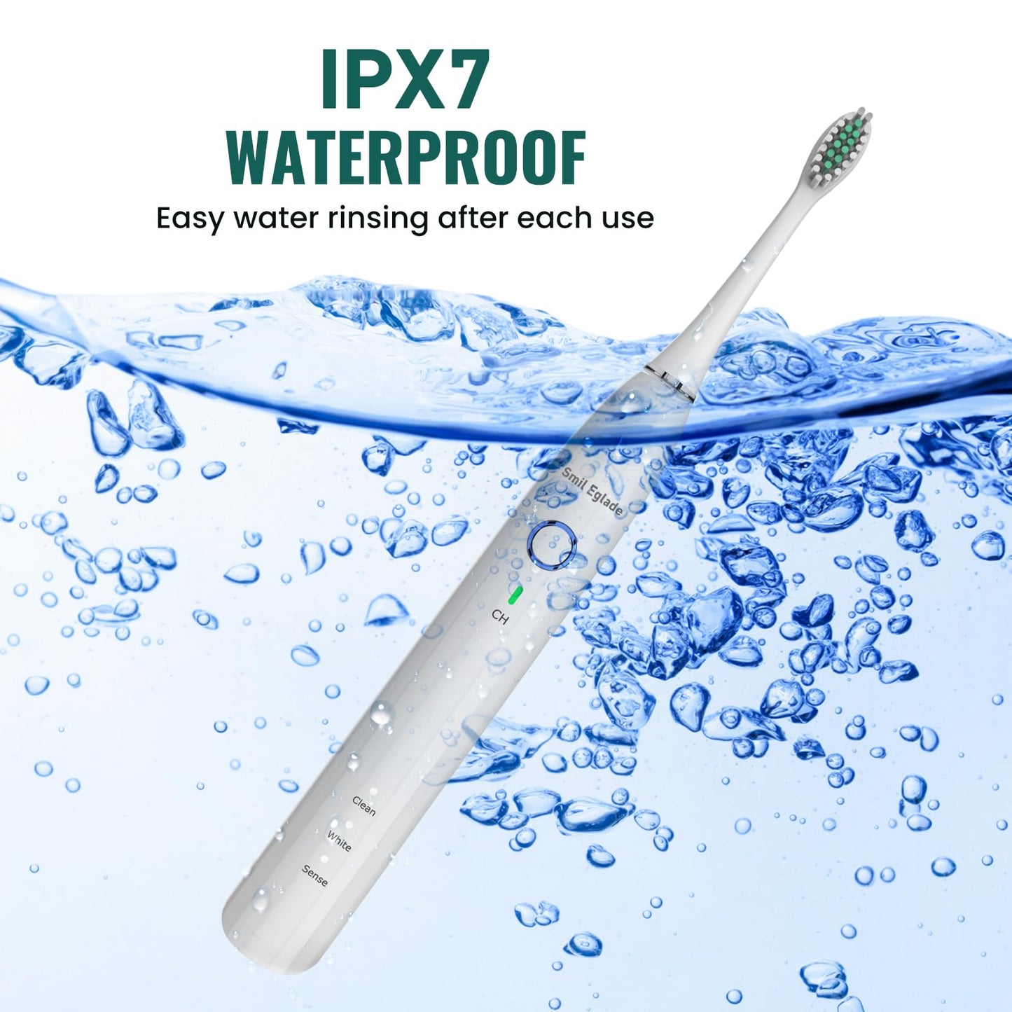 NBGRLVS Rechargeable Sonic Electric Toothbrush for Adults with 10 Brush Heads, 3 Modes, 2 Minute Smart Timer and Fast 4 Hour Charge - Perfect for Travel and Easy Dental Care (White)