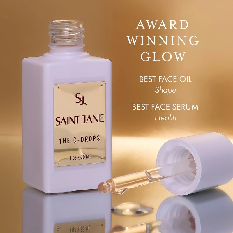 SAINT JANE - The C Drops (Vitamin C Glow Drops Serum) | Hydrated, Glassy, Smooth Skin | Luxury, Floral-Infused, Clean Skincare (1 fl oz | 30 ml)