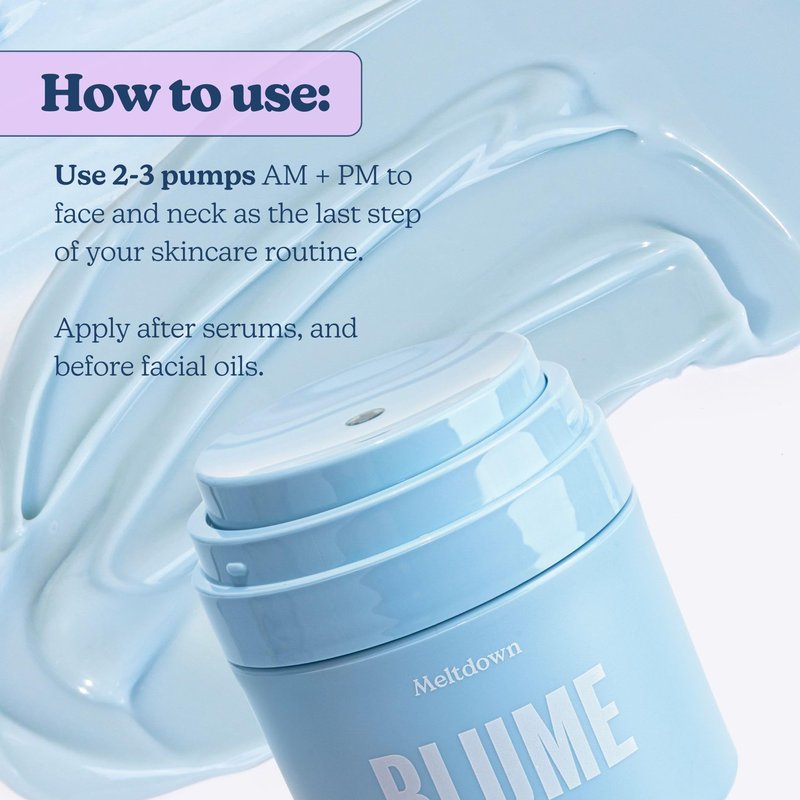 Blume Meltdown Gel Face Moisturizer for Acne Prone Skin - Oil Free Facial Moisturizer with Niacinamide & Centella to Even Skin Tone - 72-Hour Hydration Face Cream with Ceramides & Squalane (1.7 oz)